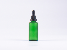 Grünglasflasche 50ml, mit Pipette OV schwarz